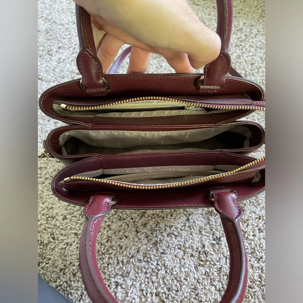 DKNY Red Leather Paige Dome Satchel NWOT - Picture 5 of 10